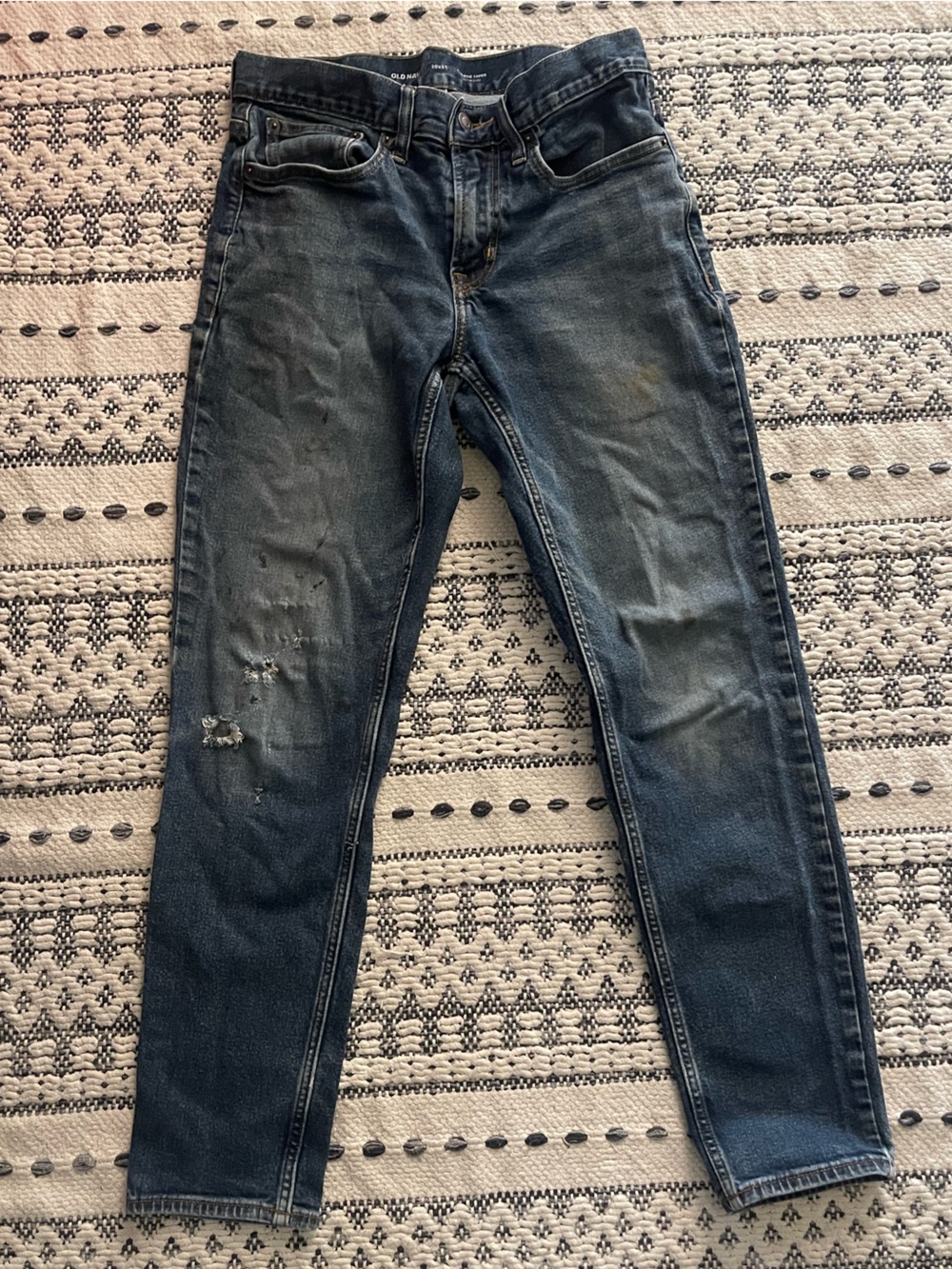 Old Navy Dark Blue Denim Jeans with Tan Stitching Size 30x32